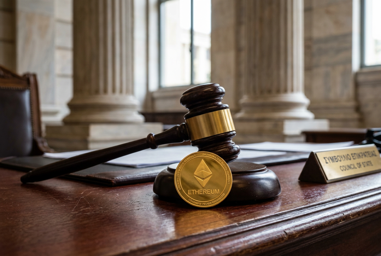 Conceptual representation of Greek law and Ethereum.